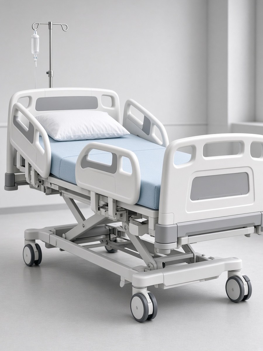 Hospital bed and medical stand